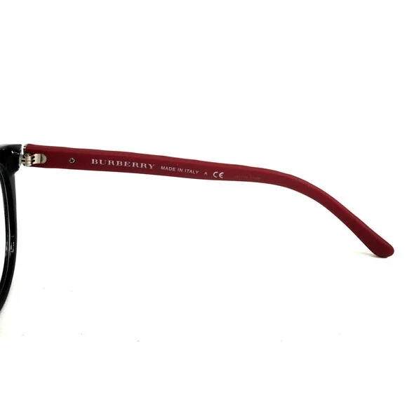 Burberry Eyeglasses Frames B2176 3498 Shiny Black Red Cat Eye Full Rim 51-18-140 - Picture 6 of 10